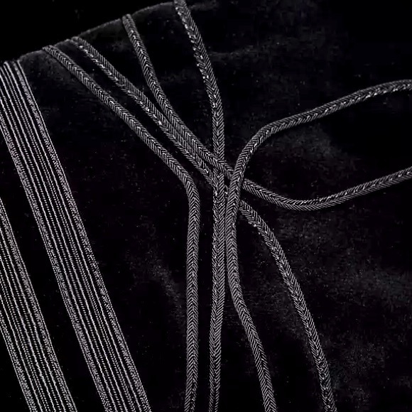 SOUTACHE-TRIM VELVET BLAZER IN POLO BLACK - Picture 5 of 6